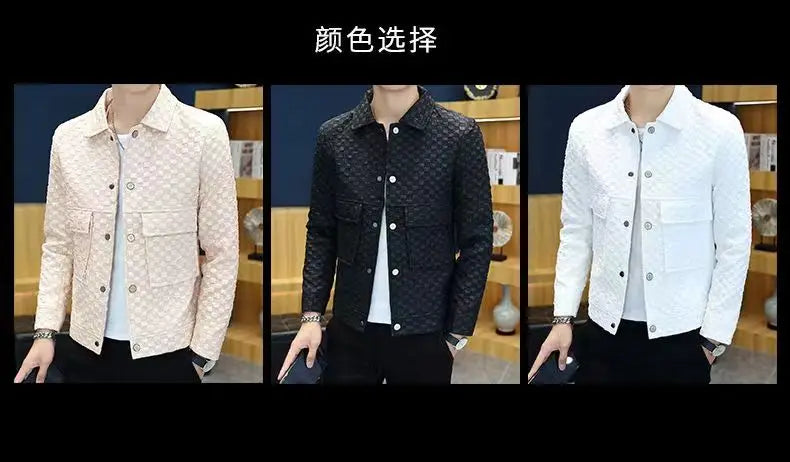 Men Jacket Fashion loose lapel-up Spring Autumn retro men Coat Casual Cargo jacket Solid Color Loose male Outerwear