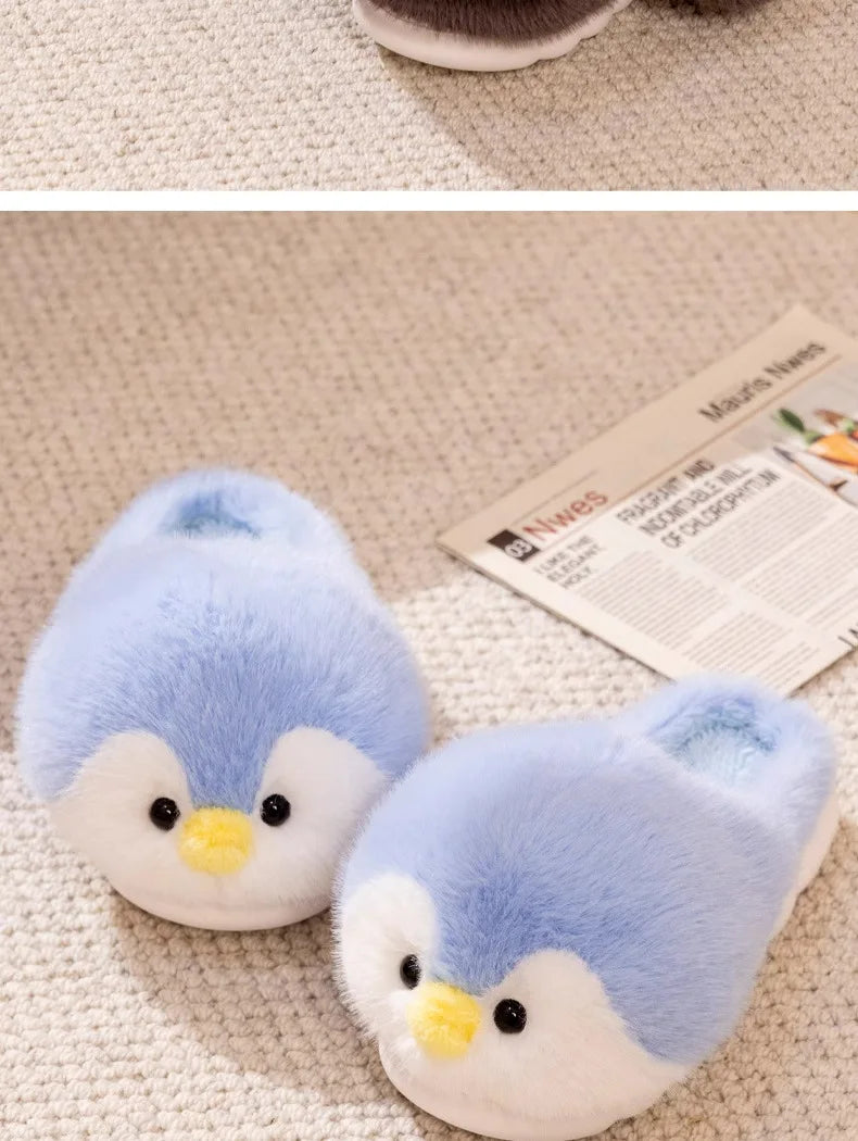 Funny Fuzzy Penguin Slippers Girls Novelty Indoor Shoes Women Soft Furry Slippers Female Plush Home Shoes Animal Flip Flops