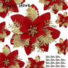 Silver Glitter Christmas Flowers Silver Xmas Tree Artifical Flower Ornaments Merry Christmas Decoration For Home Party New Year