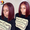 Burgundy Bob Wig Lace Front Human Hair Wigs Pre-Plucked 99J Red Blonde Colored Straight Human Hair Wigs 13x1 Lace Front Wig