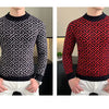 Autumn Winter Velvet Knitted Sweater Men's Long Sleeve Round Necked Sweater Slim Fit Casual Business Knitwear Tops Men Clothing