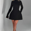 Mozision Long Sleeve Backless Sexy Mini Dress For Women Autumn Winter New O Neck High Waist A-line Club Party Sexy Dress Elegant