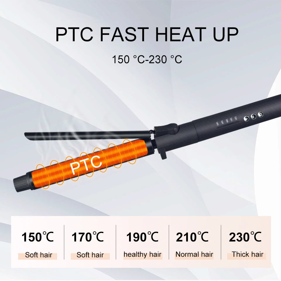 Professional Rotating Curling Iron Hair Curling Roller Nano Titanium Black Hair Curler With 230 Degree
