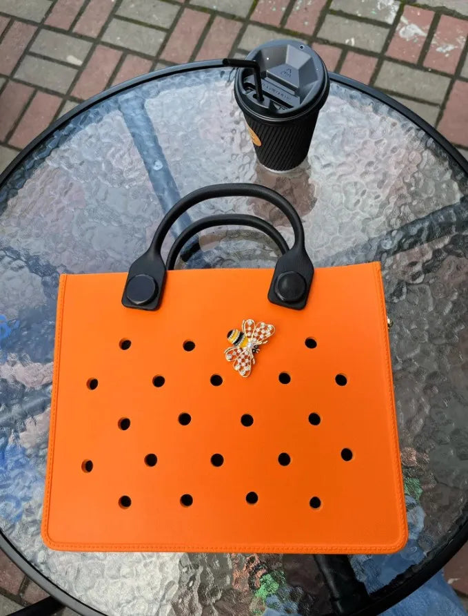 EVA Large Leather Shoulder Bag Handbag Tote Bag Storage for Women Casual Waterproof Beach Bag Hole Fit Charm Fashion Storage Bag