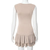 Women's Solid Pleated Short Dress Sleeveless O-neck Fashion Elegant Simple Mini Bodycon Dresses Slim Street Casual Party Holiday