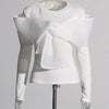 TWOTWINSTYLE Solid Spliced Bowknot T Shirt For Women O Neck Long Sleeve Patchwork Mesh Casual Temperament T Shirts Female Style