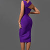 Bandage Dresses for Women 2022 Purple Bodycon Dress Evening Party Elegant Sexy Cut Out Midi Birthday Club Outfit Summer New