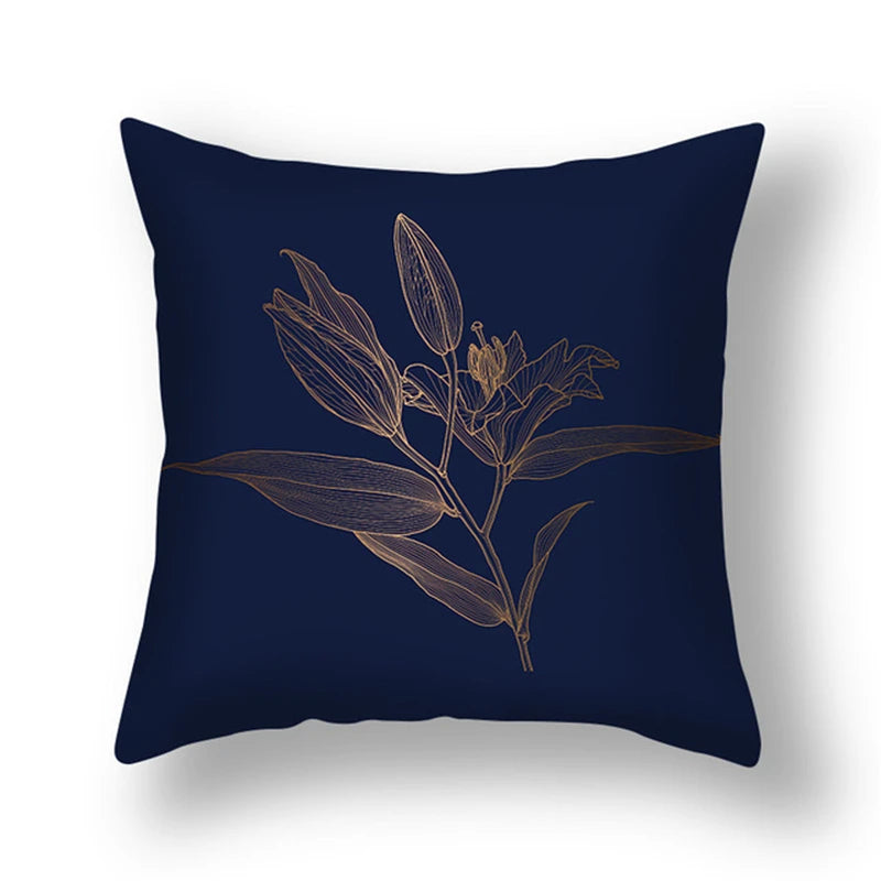 45x45cm gingko leaf polyester cushion cover black gold  waist pillowcase living room chair sofa home decoration