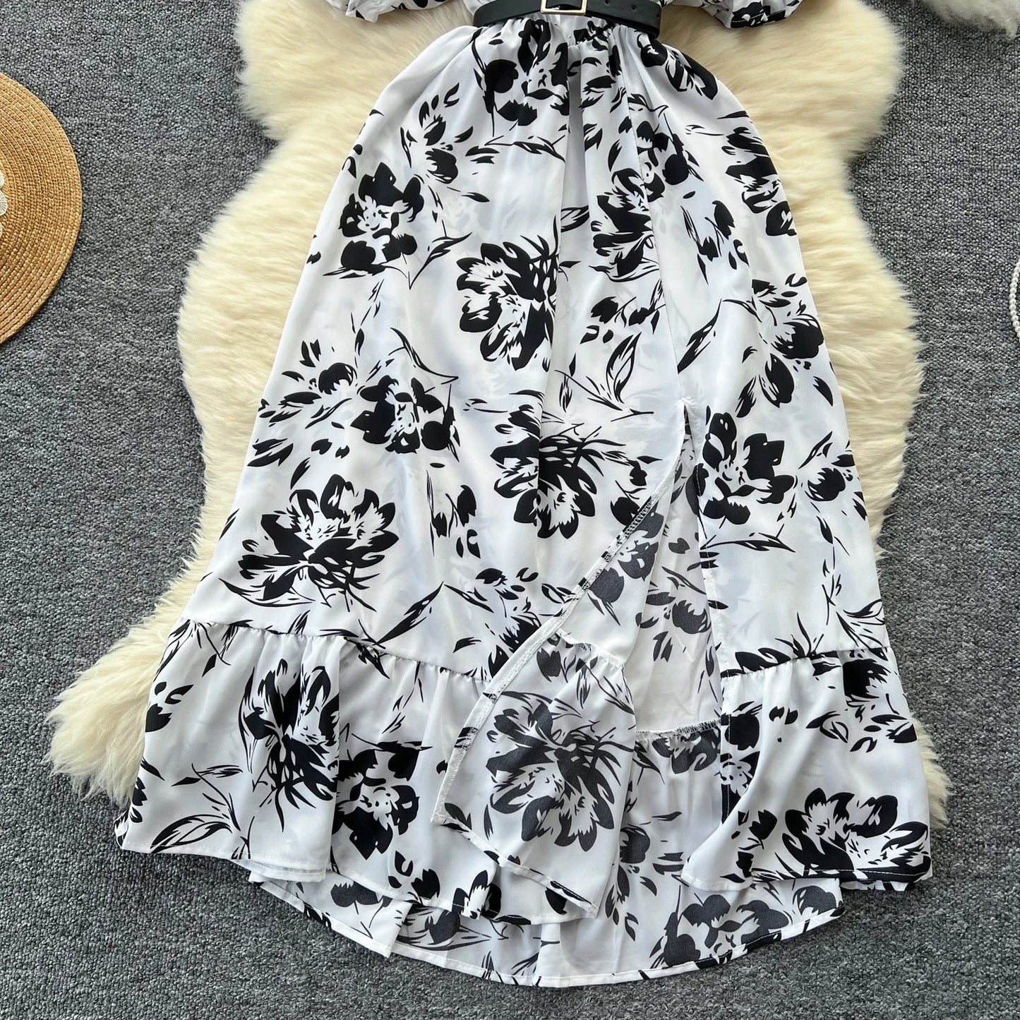 Summer Pleated Women Buttons Dresses Casual Beach Holiday Short Sleeve V Neck Woman Midi Dress Bohemian Mujer Vestidos