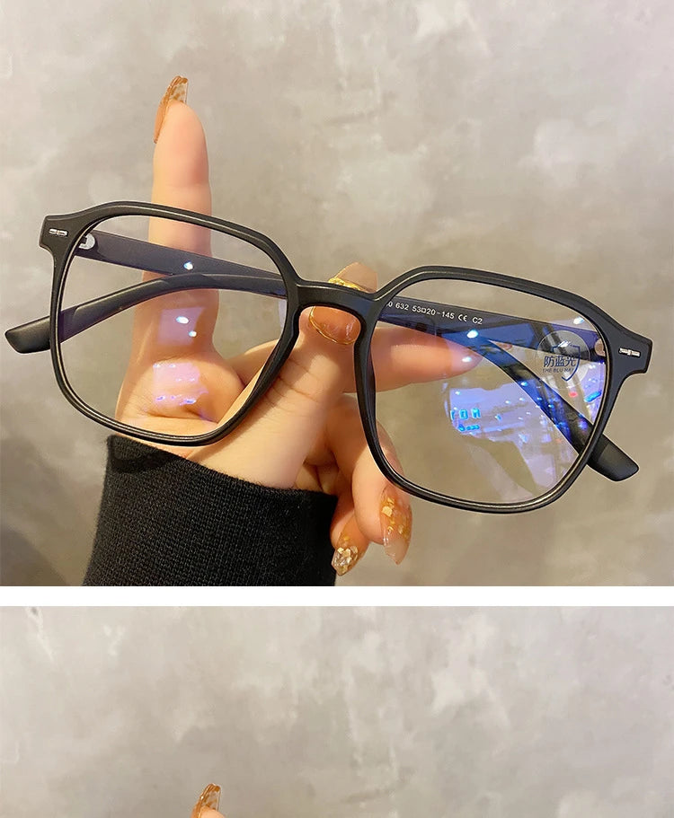 Square polygon Frame Plain glasses blue membrane Glasses all can match Men Women Fashion glasses lenses Blocking Glasses Eyewear