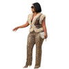CM.YAYA Women's Set Sleeveless Fur Leopard Sequined V-neck Wool Vest and Pant Suits 2024 Street Two 2 Piece Set Outfit Tracksuit