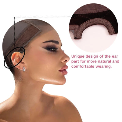 Female Headband Wig Cap Hd Lace Wig Cap For Wig Making U Part Wig Caps With Adjustable Velvet Wig Grip To Wear Wig Nude Hair Net