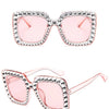 Glitter Women Sunglasses Brand Design Flash Square Shades Mirror Female Sun Glasses Bezel Bling Rhinestones