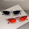 KLASSNUM Luxury Cat Eye Sunglasses Women Men Fashion Diamond Triangle Brand Designer Glitter Sun Glasses UV400 Shades Eyeglasses