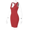 Sexy Deep U Neck Wrap Chest Slim Bodycon Dress Women Sleeveless Solid Color Skinny Dress Elegant Club Party Vestidos