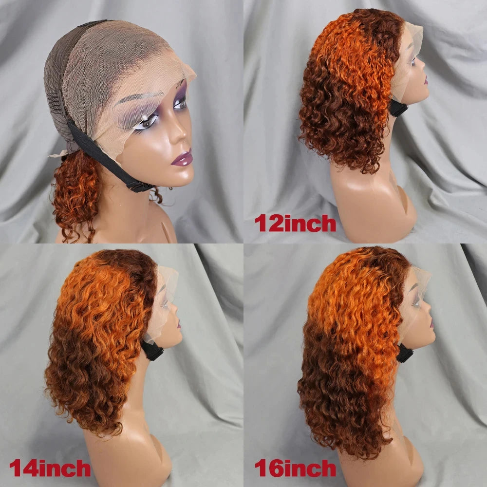 10-16 Inches 200% Density Water Wave Bob Human Hair Wigs  Short Deep Curly Brazilian Remy Human Hair Wigs for Black Women