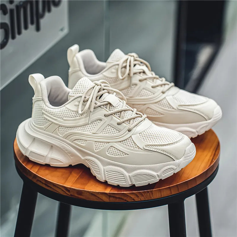 Autumn Men's New Breathable Sports Shoes Fashion Thick Sole Casual Shoes Comfortable and Versatile Trendy Running Shoes Spring