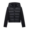 Hooded Patchwork Padded Jacket Coat with Pockets for Women, Long Sleeve, Front Zipper, Female Outerwear, Chic Tops, Fashion