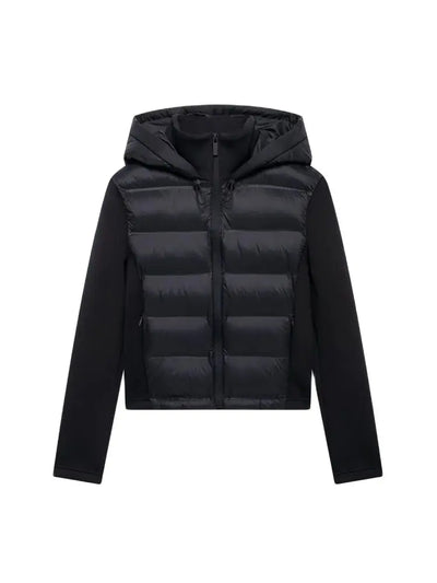 Hooded Patchwork Padded Jacket Coat with Pockets for Women, Long Sleeve, Front Zipper, Female Outerwear, Chic Tops, Fashion