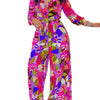 2024 Spring Summer New Long Sleeved Printed Suit For Women Fashion Lapel Single Breasted Shirt Wide Leg Trousers Two Piece Set