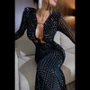 Tossy Glitter Hollow Out See-Through Maxi Dress Female Sexy Lace-Up Club High Waist Patchwork Sparkle Bandage Women Long Dress