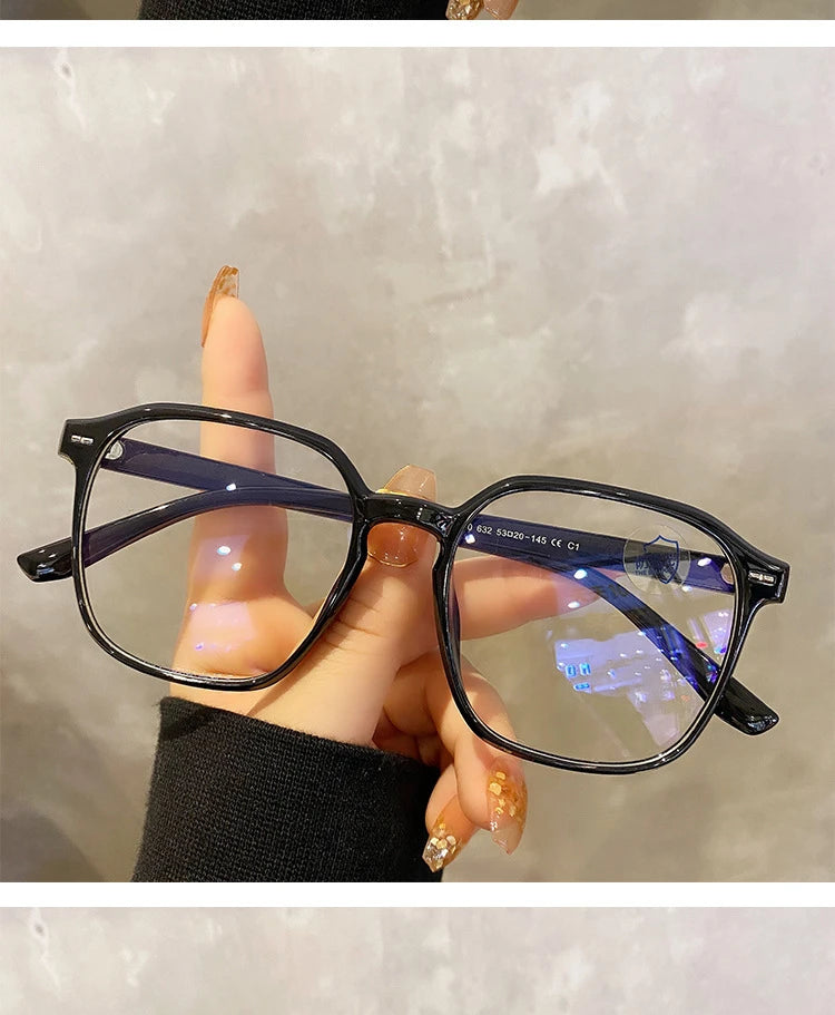 Square polygon Frame Plain glasses blue membrane Glasses all can match Men Women Fashion glasses lenses Blocking Glasses Eyewear