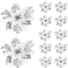 5pcs 14.5cm Glitter Artifical Christmas Flowers Mreey Christmas Tree Decoration Happy New Year Ornaments Xmas Fake Flowers natal