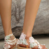 Sandals Women's Floral Pattern Hollow Out Toe Post Lace Flower Sandals Roman Style Open Toe Flat Shoes Women's Sandals