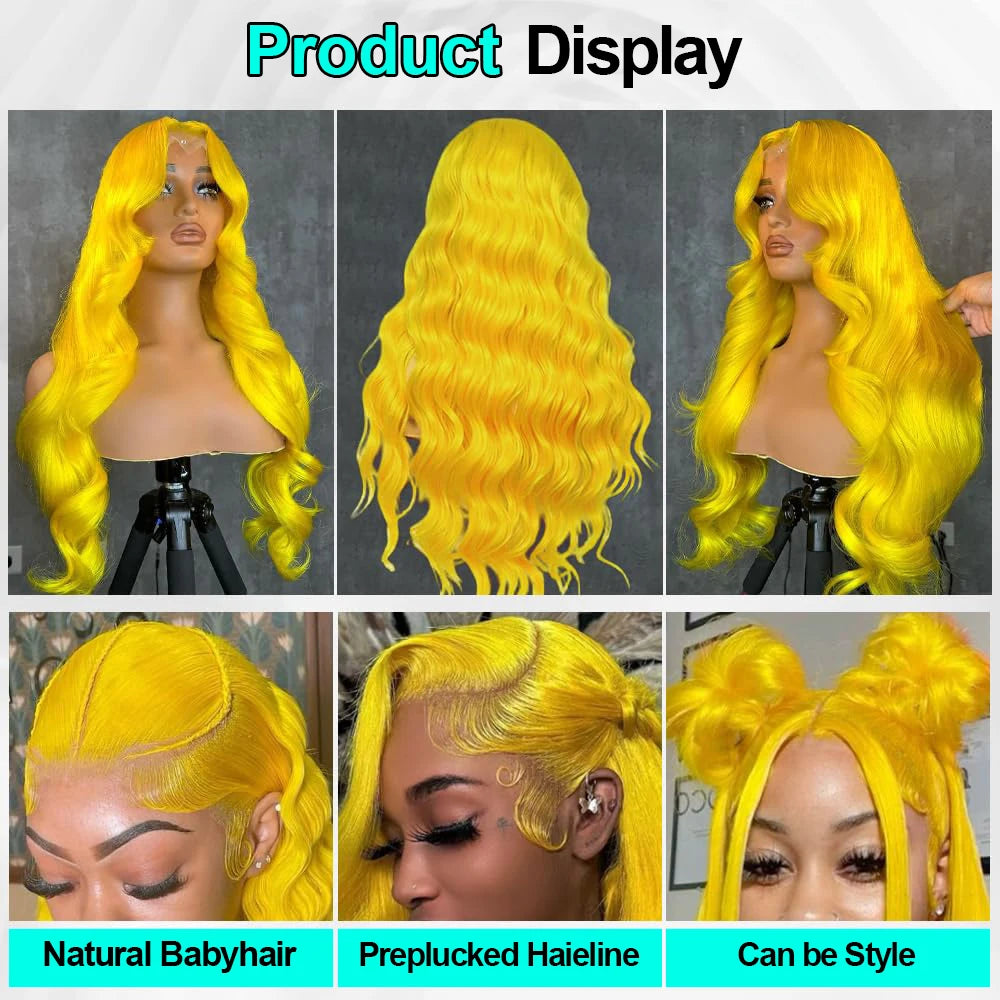 Light Yellow 613 13x6 HD Lace Frontal Wig Human Hair Body Wave Transparent Lace Wig 613 Colored Human Hair Wigs 200% For Women