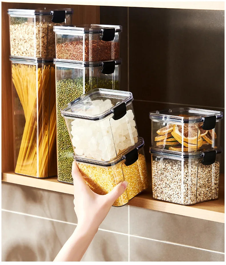 1PC Sealed Jar Airtight Container Grain Pasta Storage Box Plastic Moisture-proof Box Household Kitchen Organizer Seasoning Jars