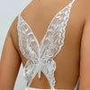 Bcackless Lace Butterfly Women Nightdress Spaghetti Strap Satin Detail Nightie Sexy V Neck Nightgown Lady Sleepwear Night Dress