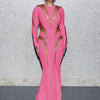 Weird Puss Mesh Patchwork Women Dress 2023 New Autumn Elegant Long Sleeve O-Neck Maxi Bodycon Skinny Stretch Clubwear Vestidos