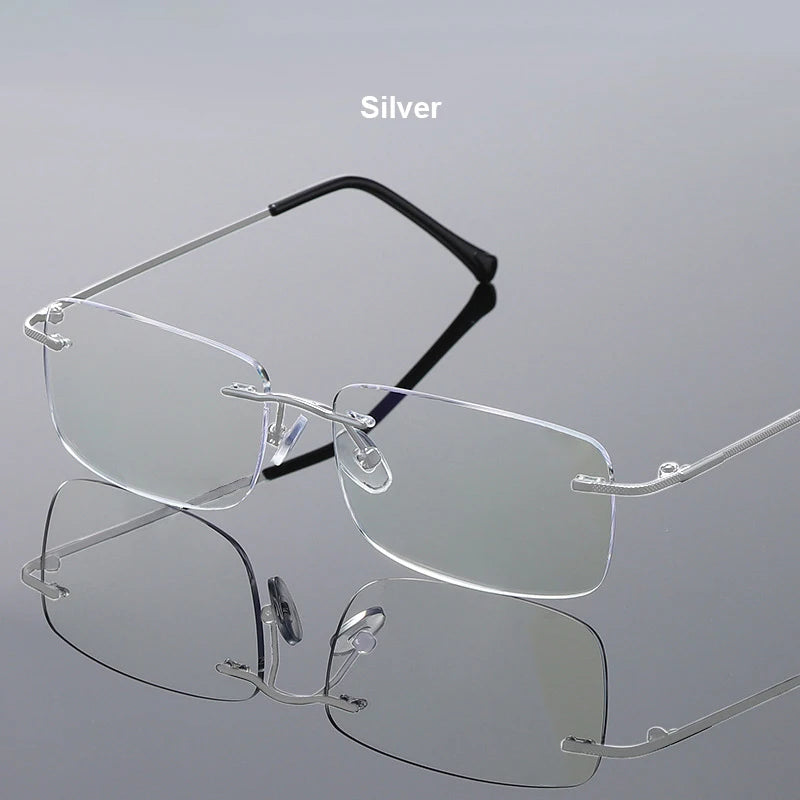 Men Blue Light Blocking Reading Glasses Women Dimond Cutting Rimless Eyeglasses Frame Anti Fatigue Hyperopia Presbyopic Eyewear