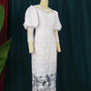Elegant Women White Lace Dress Puff Sleeve Embroidery Pencil Dress Large Size 4XL Ladies Wedding Birthday Dinner Evening Clothes