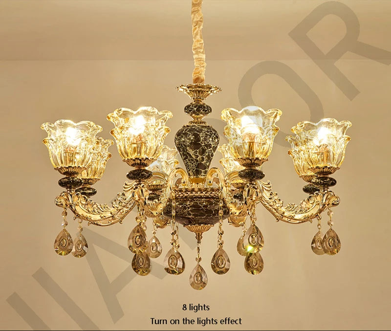 Chandelier Living Room Grand Luxury Crystal Lamp Dining Room Bedroom Decoration French Retro Chandelier Lighting Fixtures