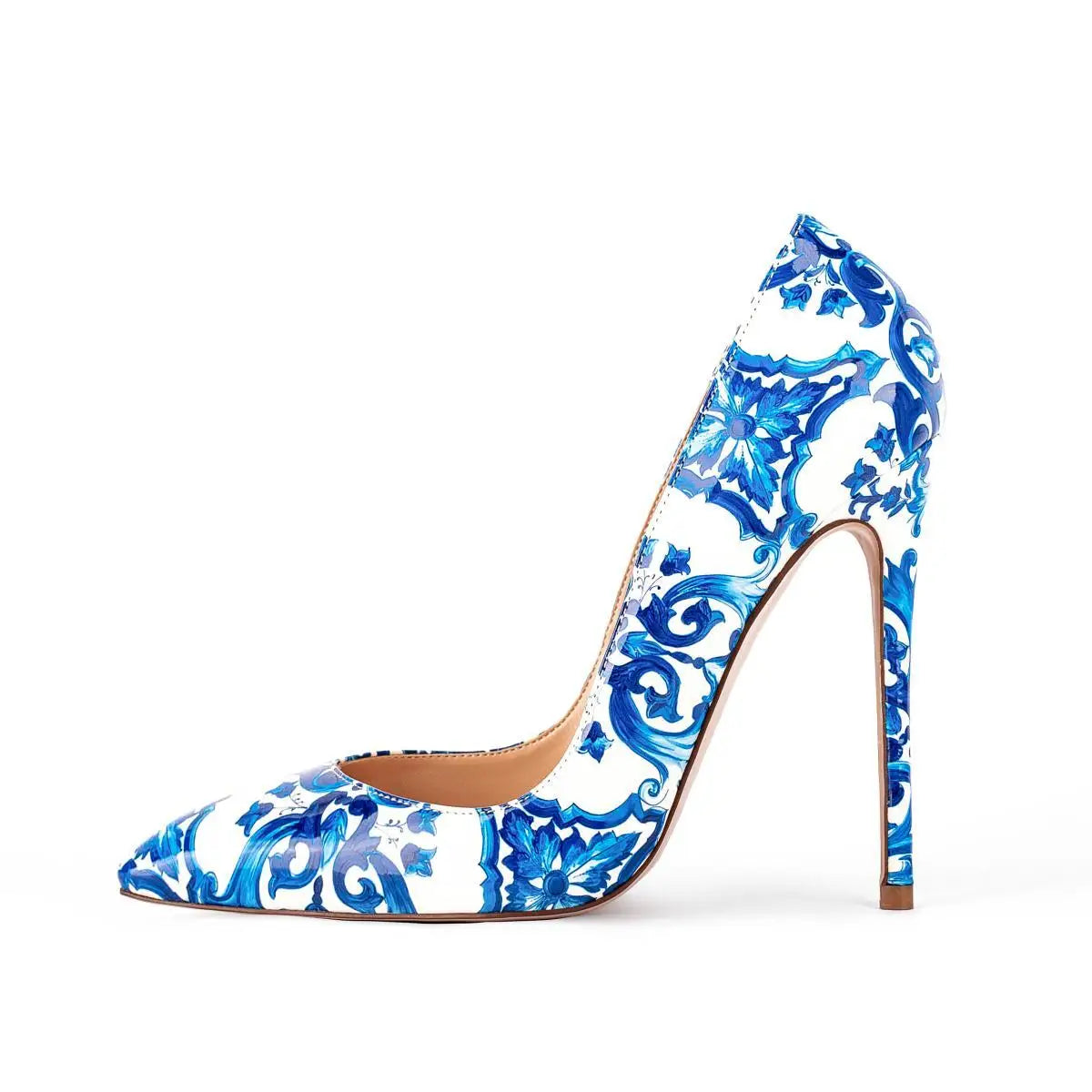 Sexy Stiletto Heel 2025 Print Flowers Pumps European Spring High Heels Party Pumps Ultra High Heeled  For Women Shoes Big Size45