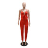 Spaghetti Strap Deep V Neck Sexy Women Straight Jumpsuits Rompers 2023 Rhinestone Big Bowknot Party Jumpsuit Birthday Outfits
