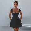 Elegant Womens White Square Collar Chic Mini Dress Luxury Short Dresses Casual Black Pink Evening Party Dresses Birthday Summer
