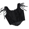 Black Velvet Sexy Overbust Corset Crop Tops Women Front Lace Up Side Zipper Shoulder Strap Bustier Vest Slimming Shaper Camis