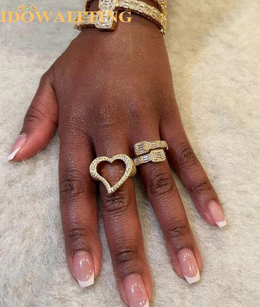 Full Micro Paved CZ Hollow Heart Ring High Quality Iced Out Bling Cubic Zirconia For Women Girlfriend Valentines Finger Jewelry
