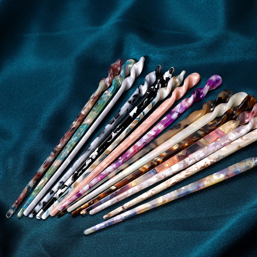 Chinese Style Hair Sticks Vintage Acetate Resin Chopstick Women Hairpins Hair Clip Pin Headwear Wedding Hair Jewelry Accessories