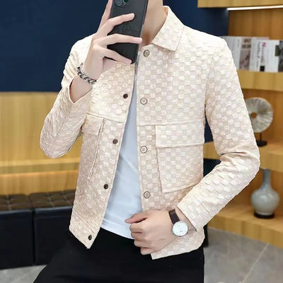 Men Jacket Fashion loose lapel-up Spring Autumn retro men Coat Casual Cargo jacket Solid Color Loose male Outerwear