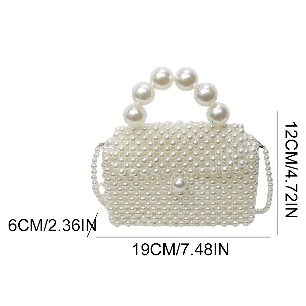 2024 Newest Handmade Pearl Knitting Evening Handbag Luxury Women's Snall Crossbody Bag High-end Hand-Woven Elegant Clutch Purses