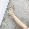 Aneikeh 2024 Summer Sexy Mesh Pumps Sandals Female Square Toe High Heel Lace Up Cross-Tied Stiletto Hollow Dress Party Shoes