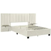 Queen Size Upholstered Platform Bed Velvet Fabric Big Headboard Wooden Frame Bedroom Storage Slat Support No Box Spring Needed