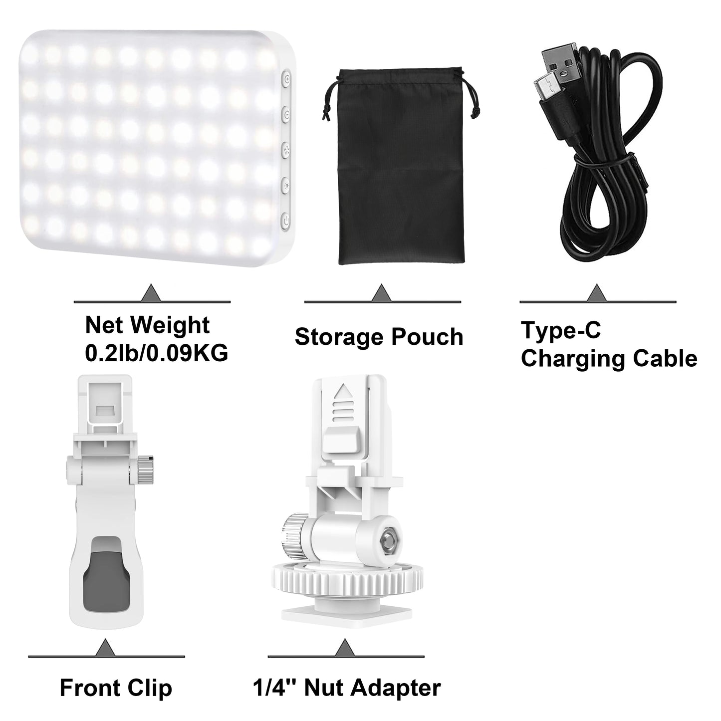 LED Selfie Light 60 High-quality LED Beads 2200mAh Rechargeable CRI 97+, 7 Light Modes Portable on Light for Phone/Tablet/Laptop