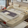 MANBAS Tech Smart Multifunctional Bed Frame with Genuine Leather, Bluetooth Speaker, and Massager Ultimate Soft Lit Tatami Camas