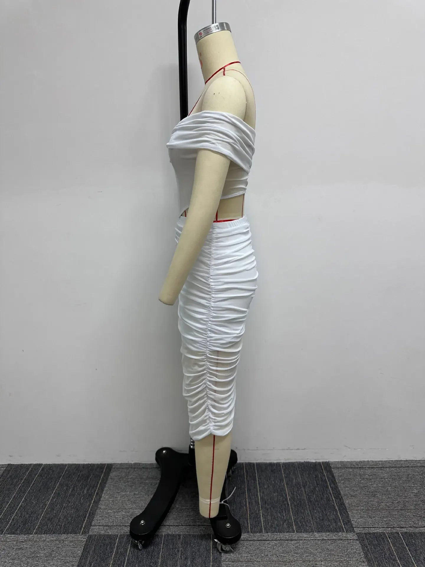 S10632 Sexy Slimming Mesh Splice Bum Covering Visibility Elastic Off-Shoulder 2-Piece Set European And American Style