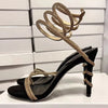 Star style Luxury Crystal Snake Coiled Women Sandals Sexy Stiletto High heels Gladiator Sandals Summer Fashion Party Prom Shoes
