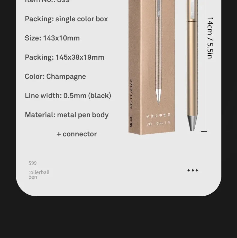 DELI Metal Sign Pen 0.5mm Gel Ink Pens Golden Silver Color Metallic Writing Pen Office Supplies